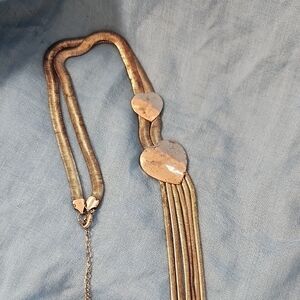 Silver-Tone Heart Bolo Style Necklace